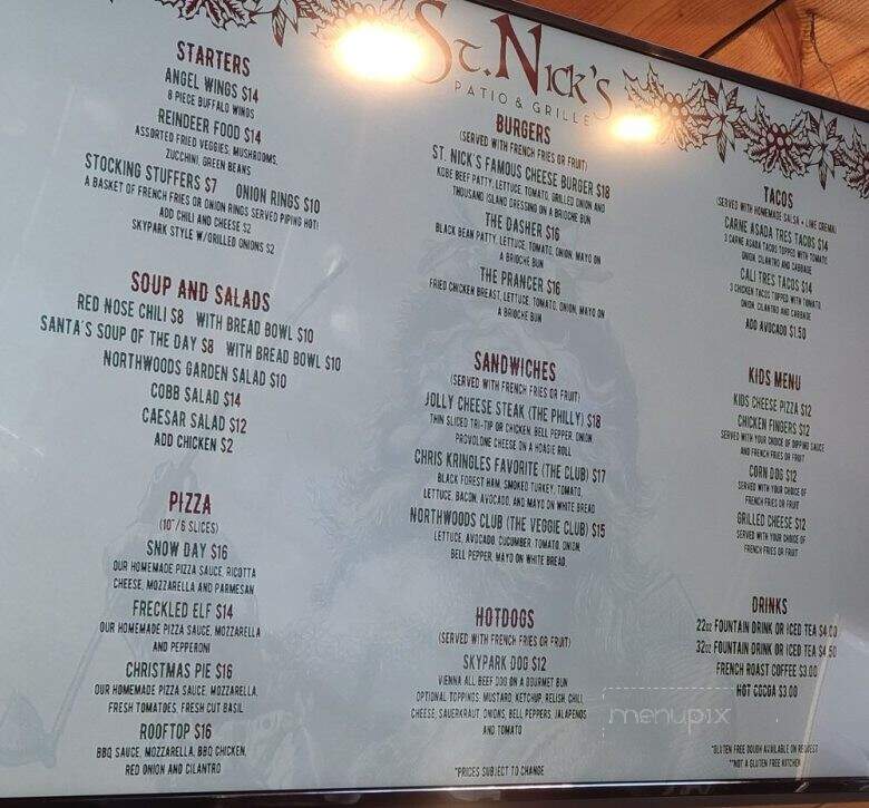 St. Nick's Patio & Grille - Skyforest, CA menu_pic