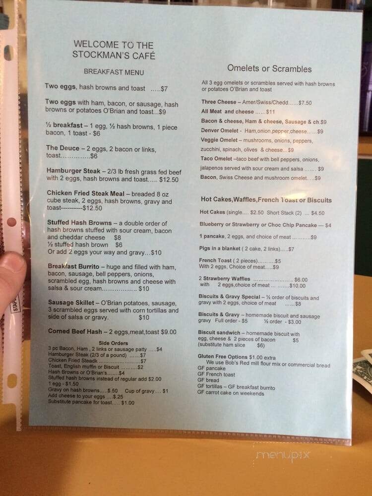 Stockmen's Cafe - Junction City, OR menu_pic