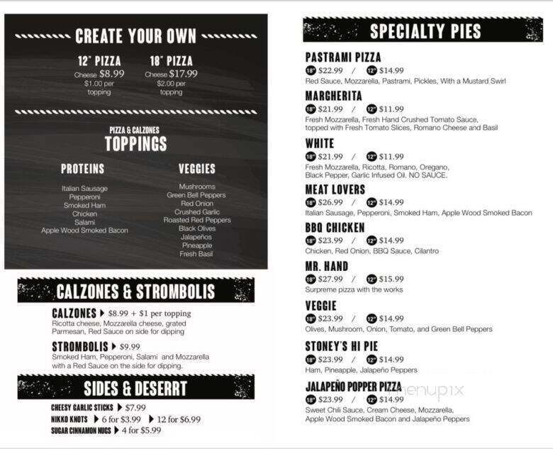 Stoney's Pizza 2 - Huntington Beach, CA menu_pic