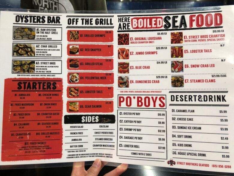 Street Brothers Seafood - Nashville, TN menu_pic