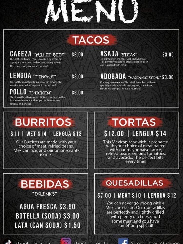 Street Tacos Al Vapor - North Las Vegas, NV menu_pic