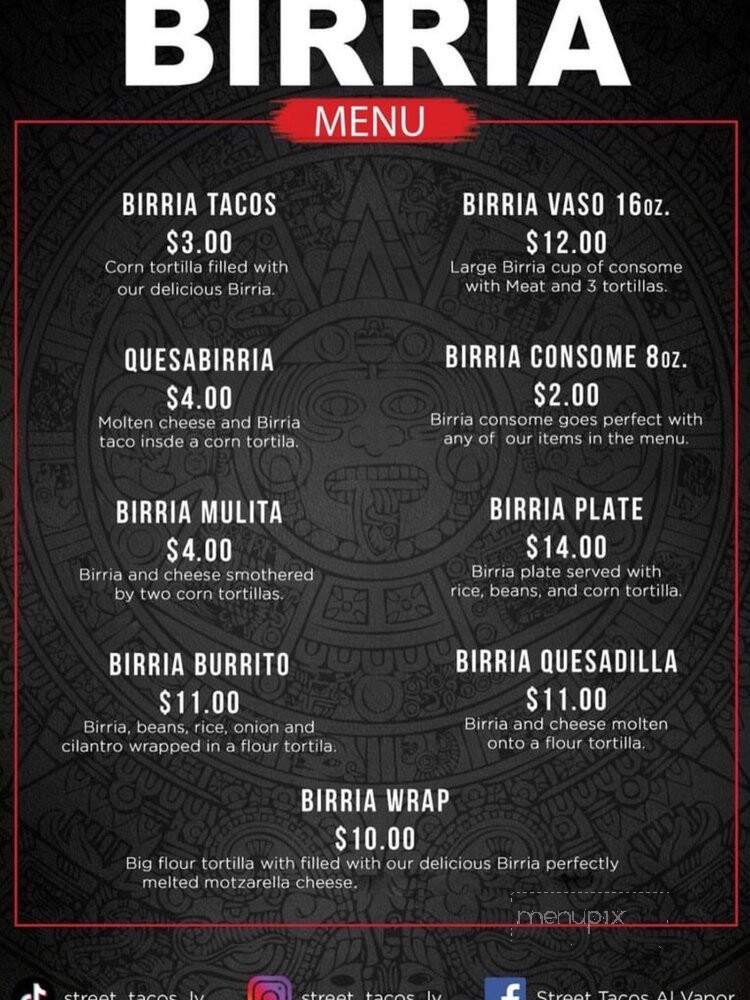 Street Tacos Al Vapor - North Las Vegas, NV menu_pic