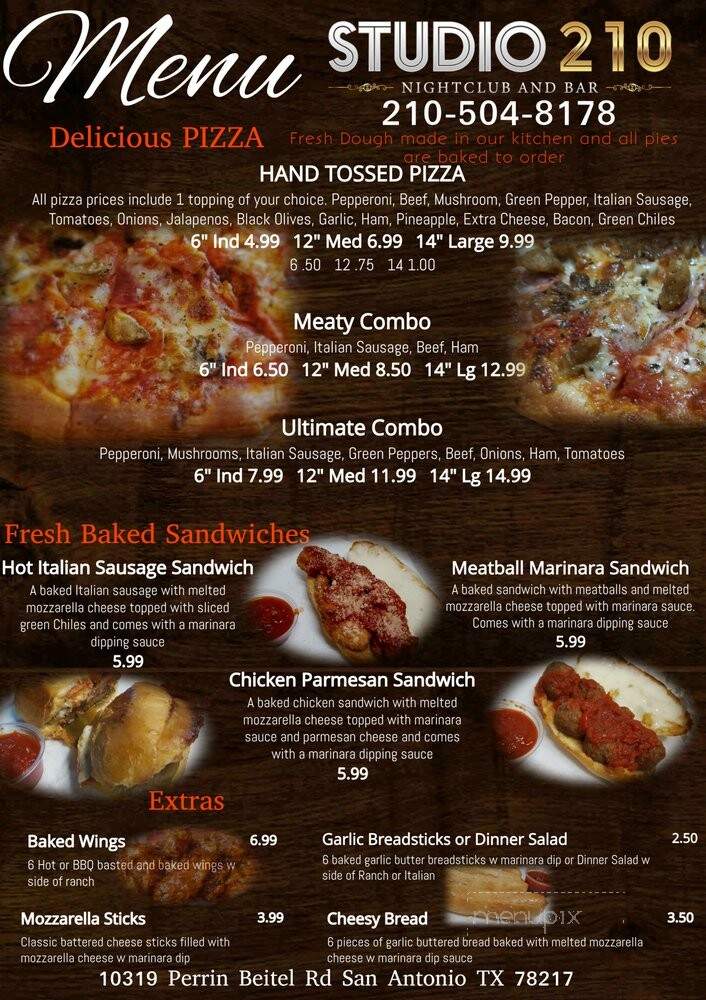 Studio 210 Nightclub and Bar - San Antonio, TX menu_pic