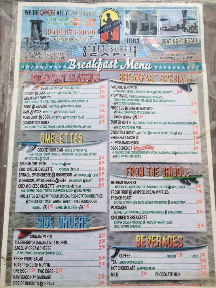 Stuft Surfer Cafe - Newport Beach, CA menu_pic