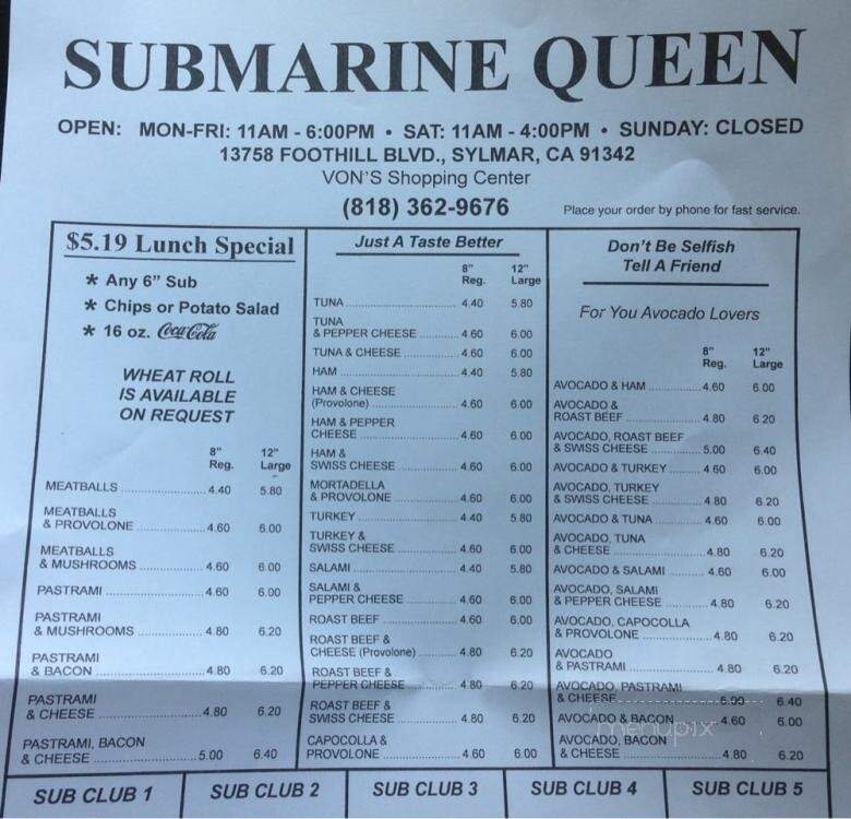 Submarine Queen - Sylmar, CA