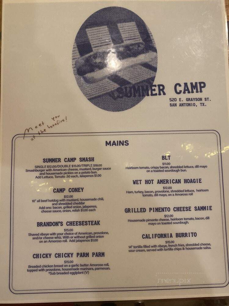 Summer Camp - San Antonio, TX menu_pic