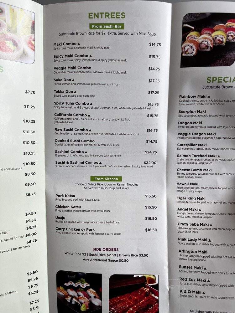 Summer Sushi - Arlington, MA menu_pic