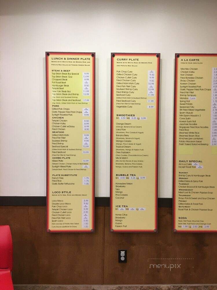 Sunlight Express - Hilo, HI menu_pic