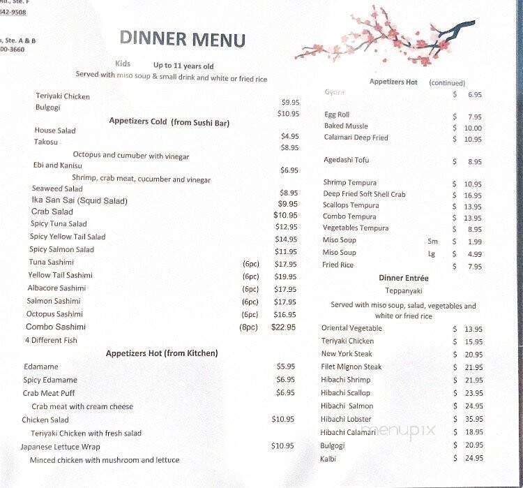 Sunny's Sushi - El Paso, TX menu_pic
