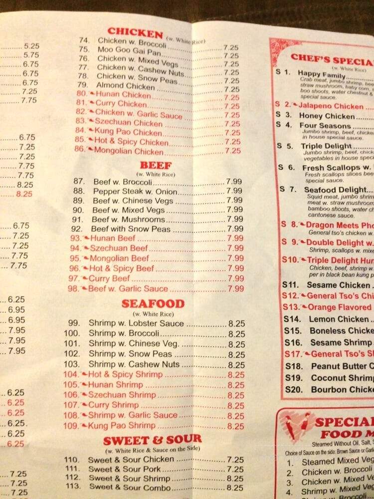 Fei Ying Restaurant - Tillamook, OR menu_pic