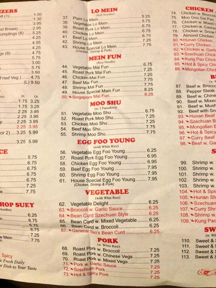 Fei Ying Restaurant - Tillamook, OR menu_pic