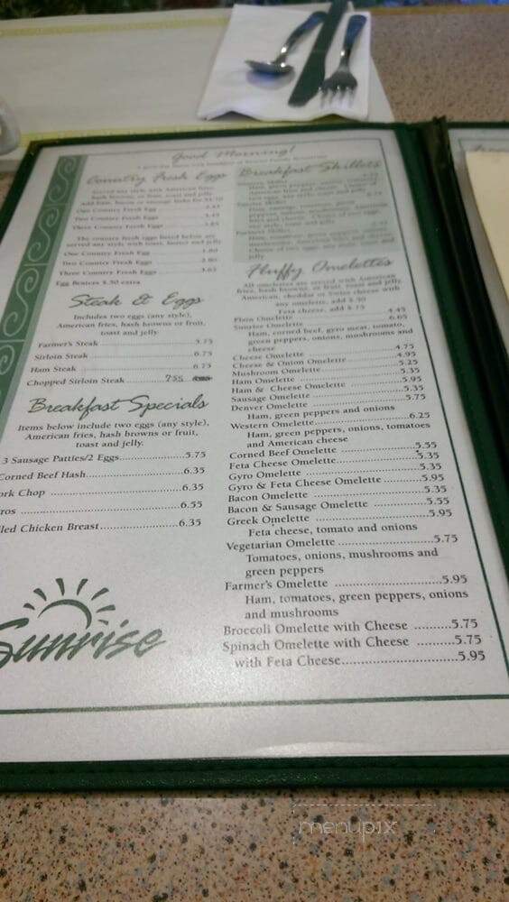 Sunrise Restaurant - South Milwaukee, WI menu_pic