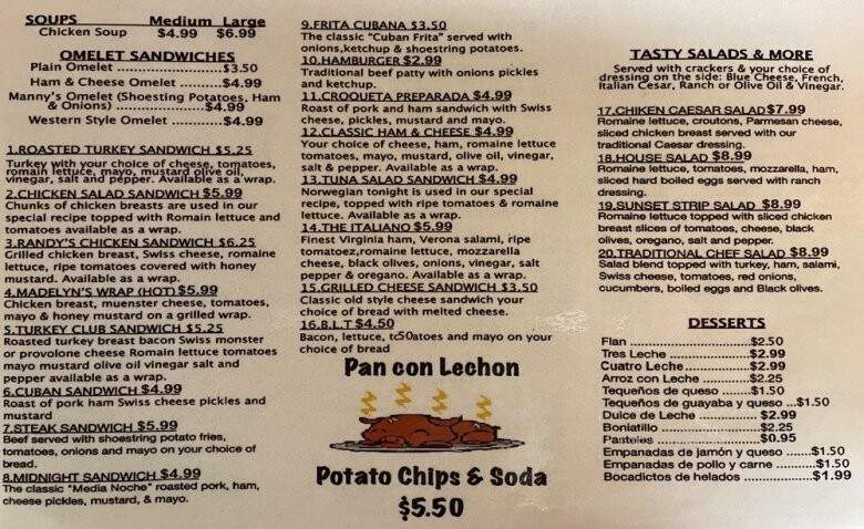 Sunset Cafe Grill - Miami, FL menu_pic