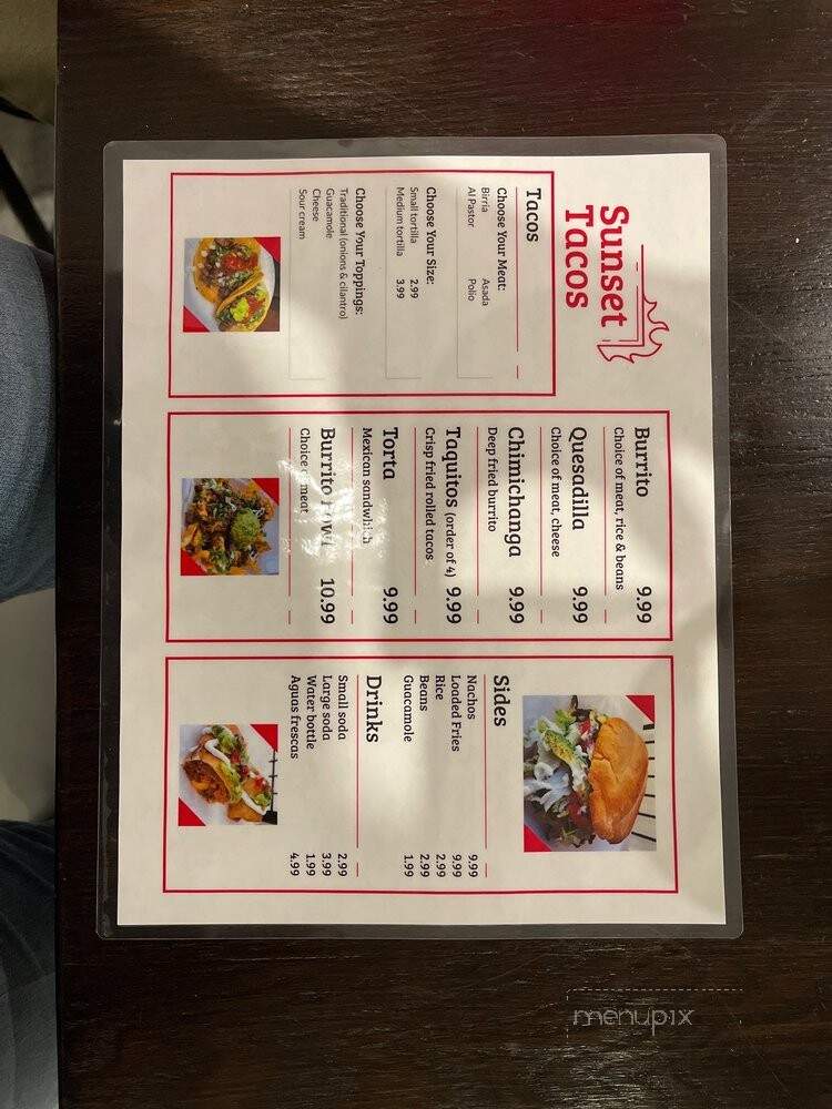 Sunset Tacos - Los Angeles, CA menu_pic