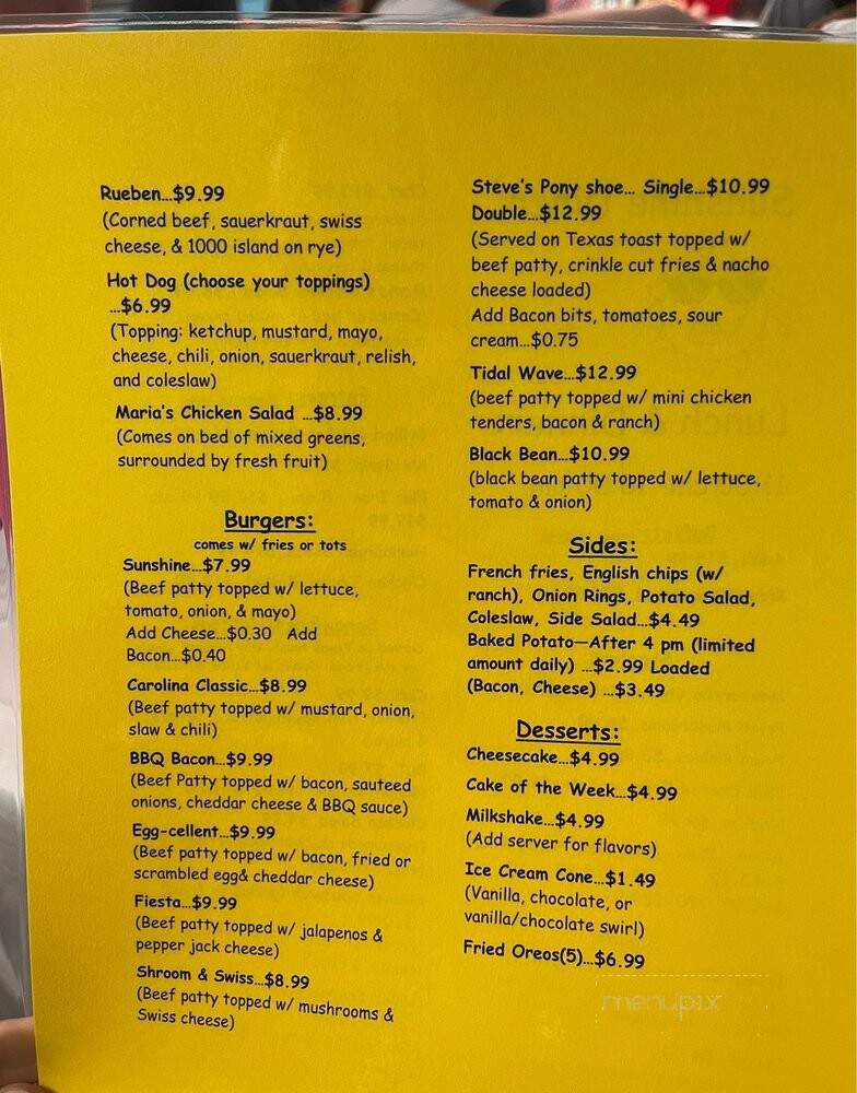 Sunshine Diner - Baker, FL menu_pic
