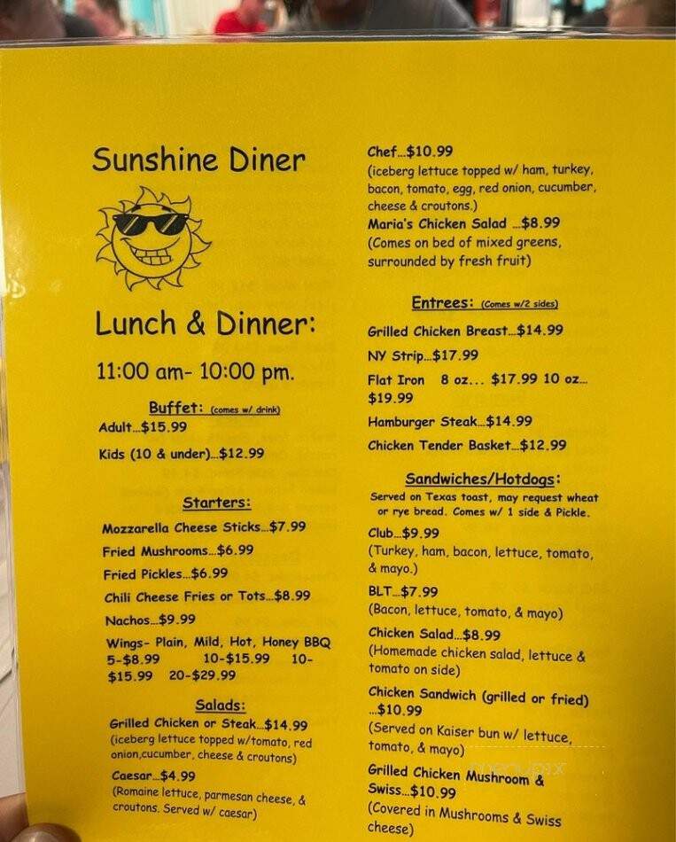 Sunshine Diner - Baker, FL menu_pic