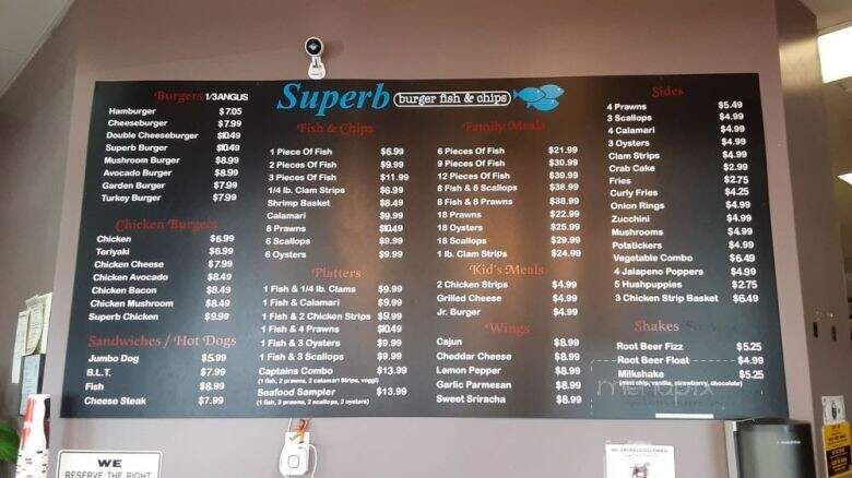 Superb Burger - Sacramento, CA menu_pic
