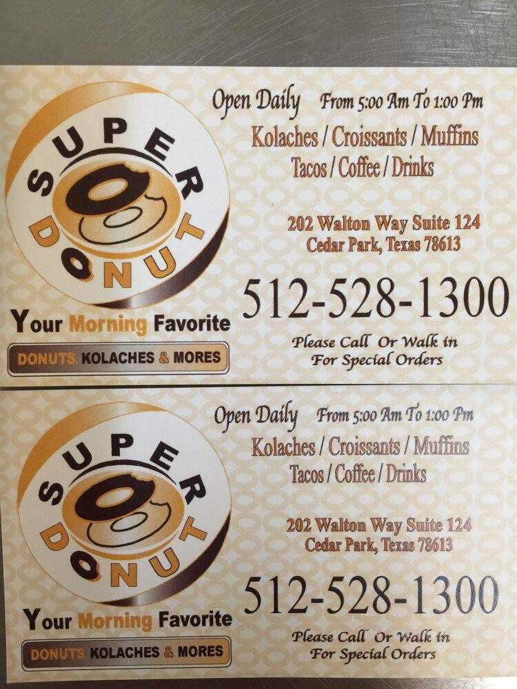 Super Doughnut 7 - Cedar Park, TX menu_pic