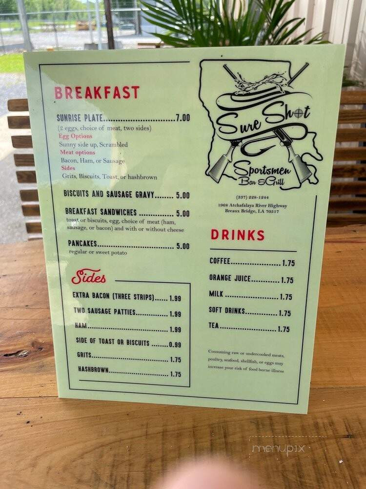 Sure Shot Sportmen Bar and Grill - Breaux Bridge, LA menu_pic