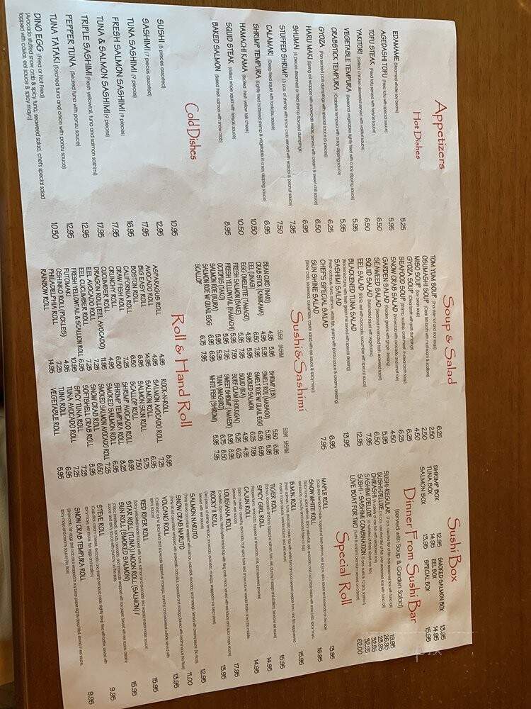 Sushi Bistro - Shreveport, LA menu_pic