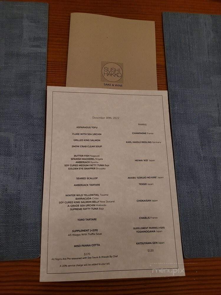 Sushi Hakko - San Francisco, CA menu_pic