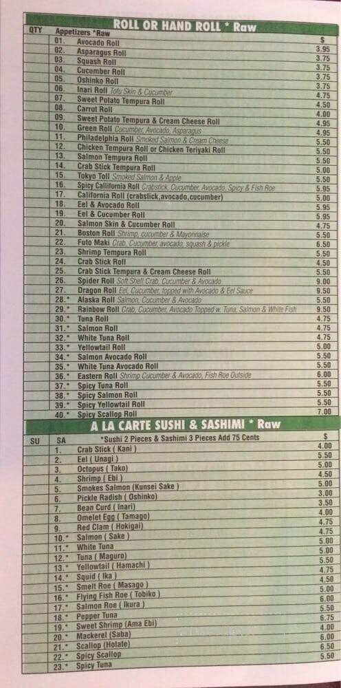 Sushi House - Yardley, PA menu_pic