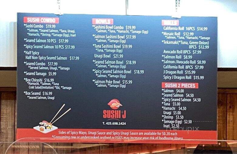 Sushi J - Bellevue, WA menu_pic