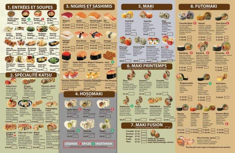 Sushi Katsu - Saint-Hubert, QC menu_pic
