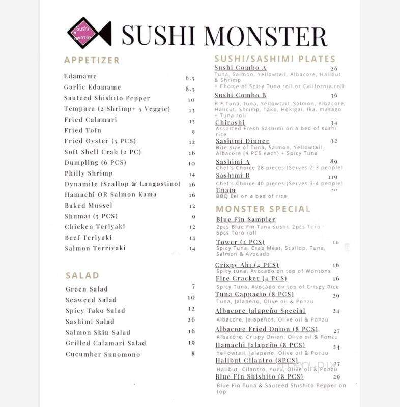 Sushi Ma Nster - Montrose, CA menu_pic