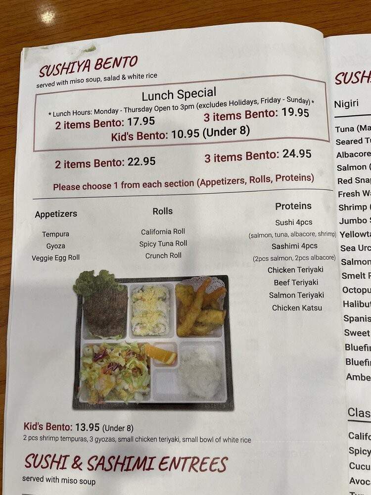 Sushiya Ramen - Long Beach, CA menu_pic