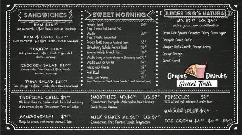 Sweet Tooth Crepes & Drinks - Los Angeles, CA menu_pic