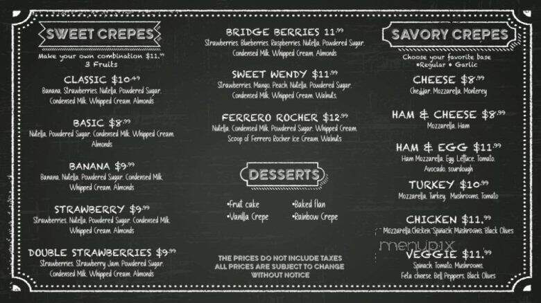 Sweet Tooth Crepes & Drinks - Los Angeles, CA menu_pic