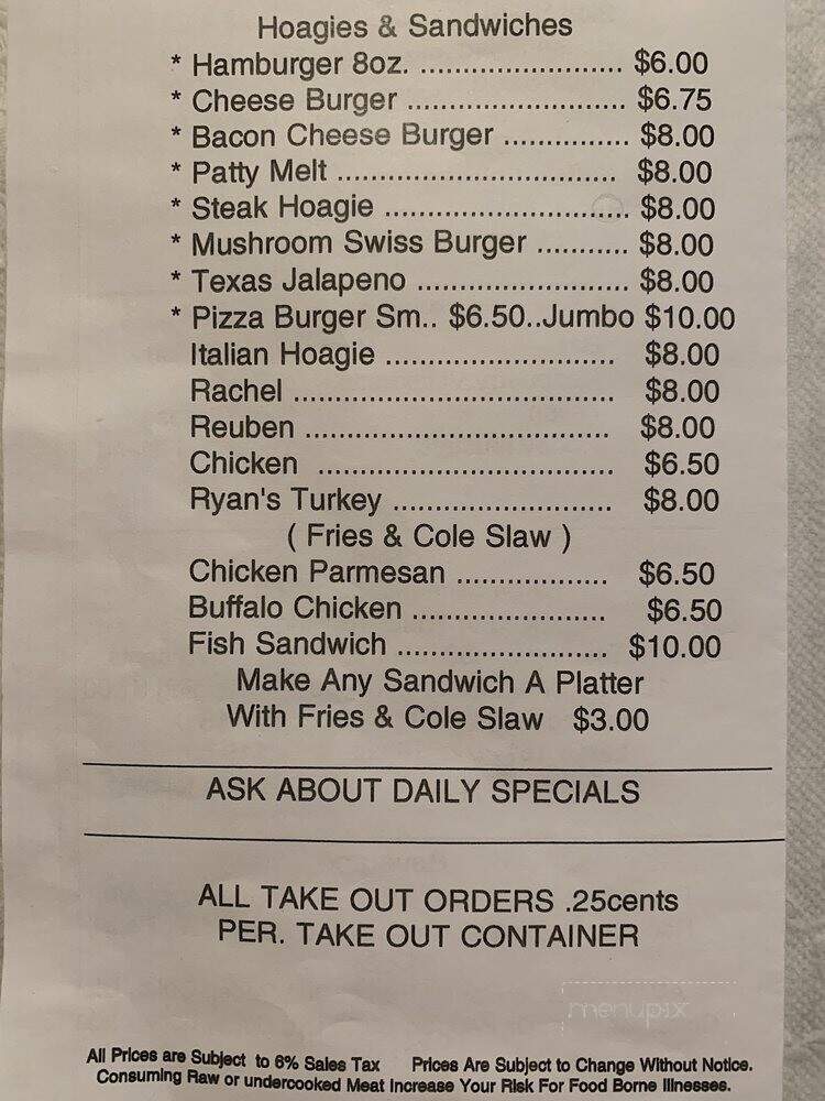 Szak's Place - Belle Vernon, PA menu_pic