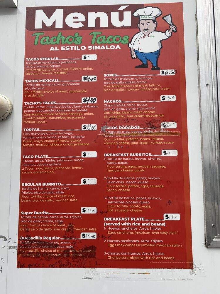 Tacho's Tacos - Hayward, CA menu_pic