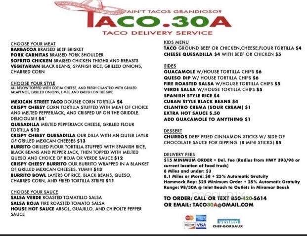 TaCo.30A - Santa Rosa Beach, FL menu_pic