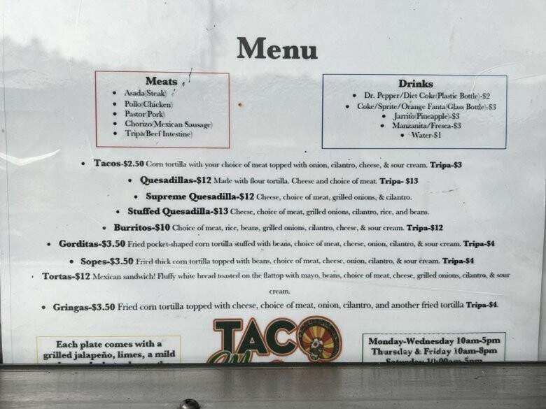 Taco Mexicano - North Little Rock, AR menu_pic