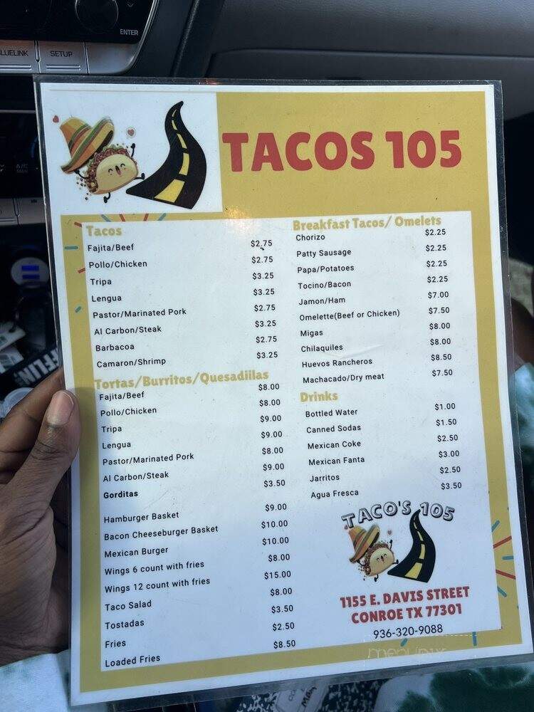 Tacos 105 - Conroe, TX menu_pic