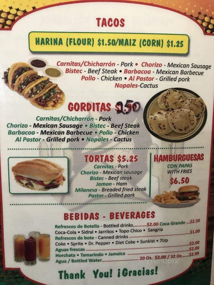 Tacos Abuelo's - Dallas, TX menu_pic