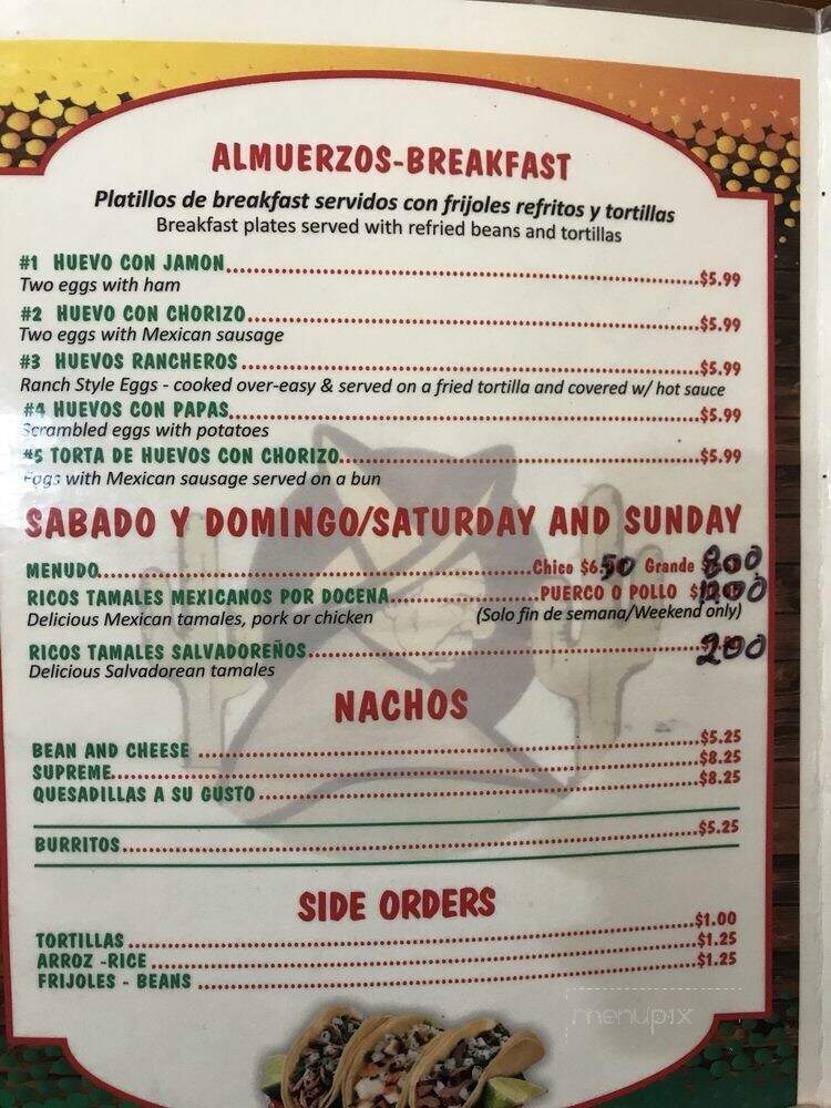Tacos Abuelo's - Dallas, TX menu_pic