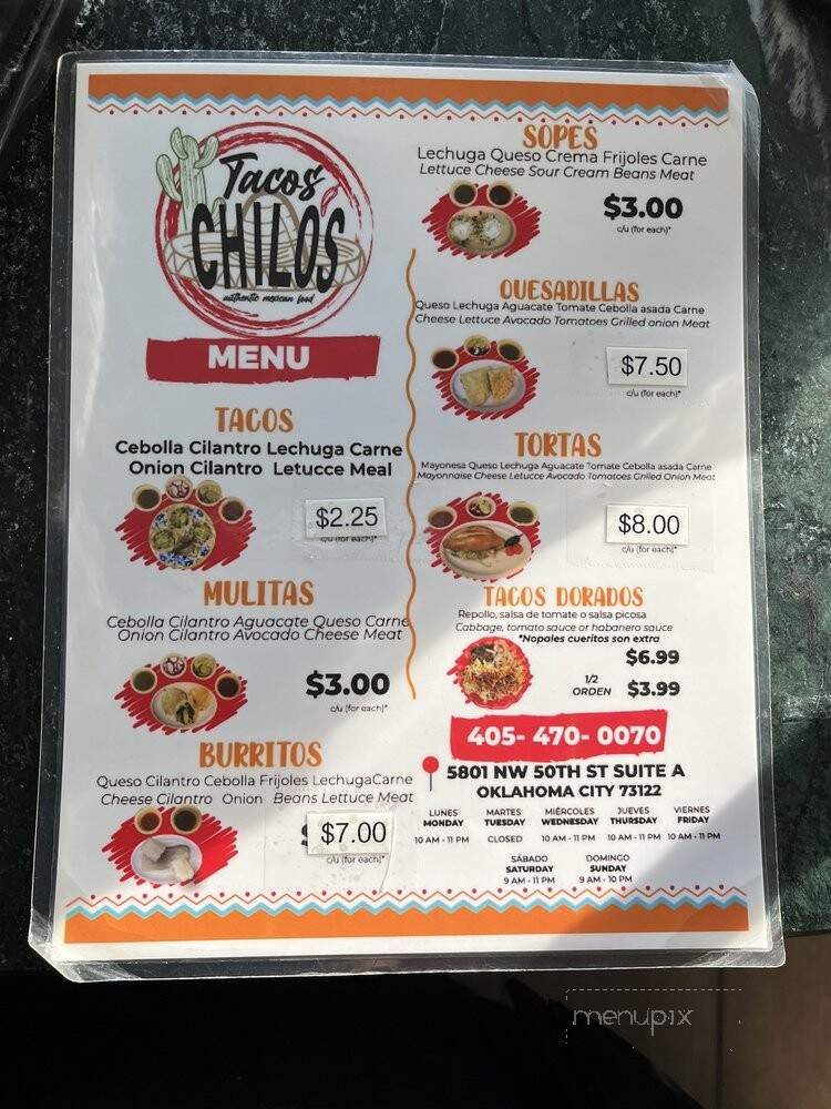 Tacos Chilo's - Warr Acres, OK menu_pic