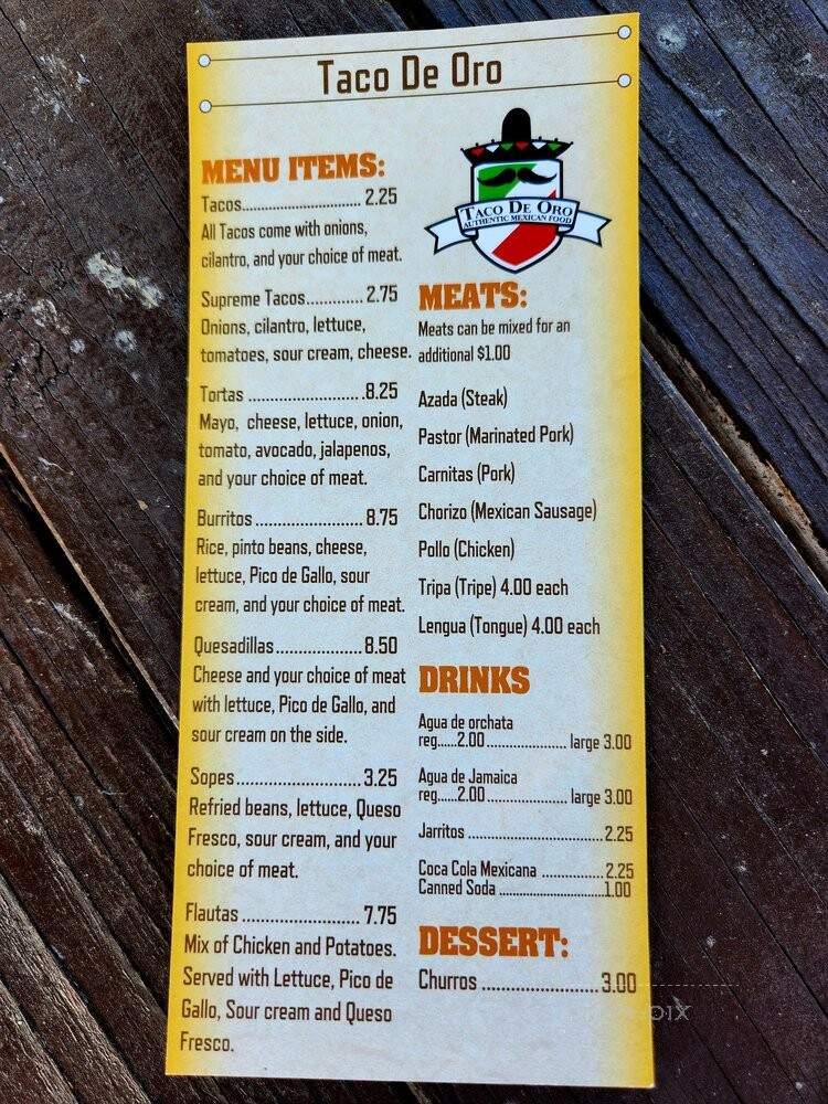 Tacos De Oro - Wesley Chapel, FL menu_pic