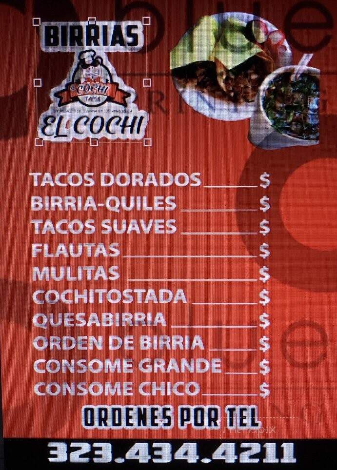 Tacos El Cochi - Puente valley, CA menu_pic