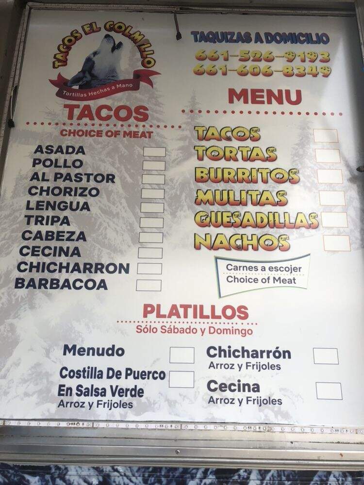 Tacos el Colmillo - Palmdale, CA menu_pic