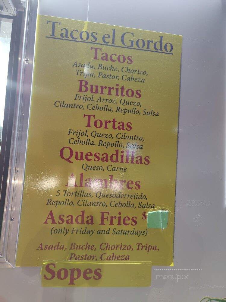 Tacos El Gordo - Fresno, CA menu_pic