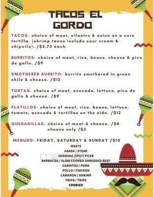 Tacos El Gordo - Montrose, CO menu_pic