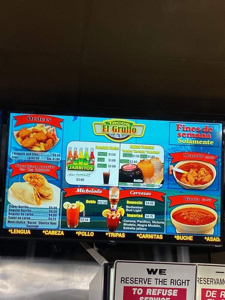 Tacos El Grullo - Visalia, CA menu_pic