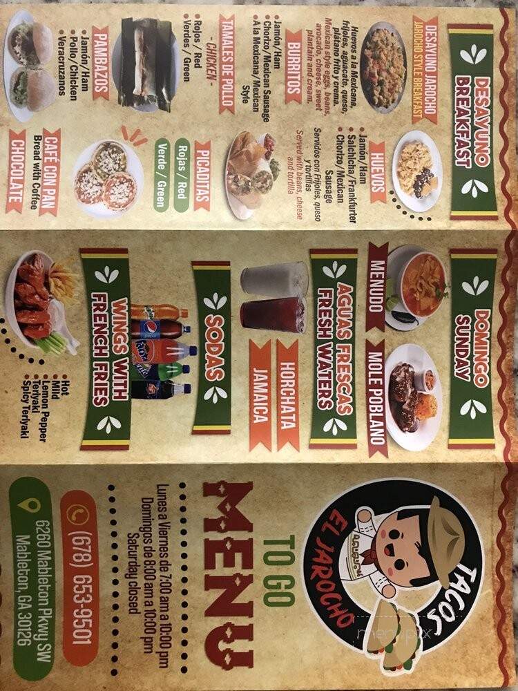 Tacos El Jarocho - Mableton, GA menu_pic