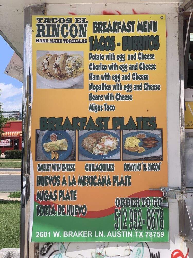 Tacos El Rincon - Austin, TX menu_pic