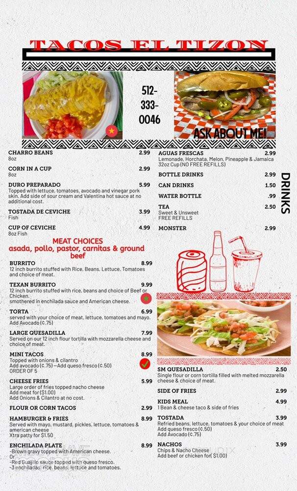Tacos El Tizon - Wimberley, TX menu_pic