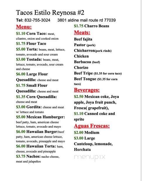 Tacos Estilo Reynosa - Houston, TX menu_pic